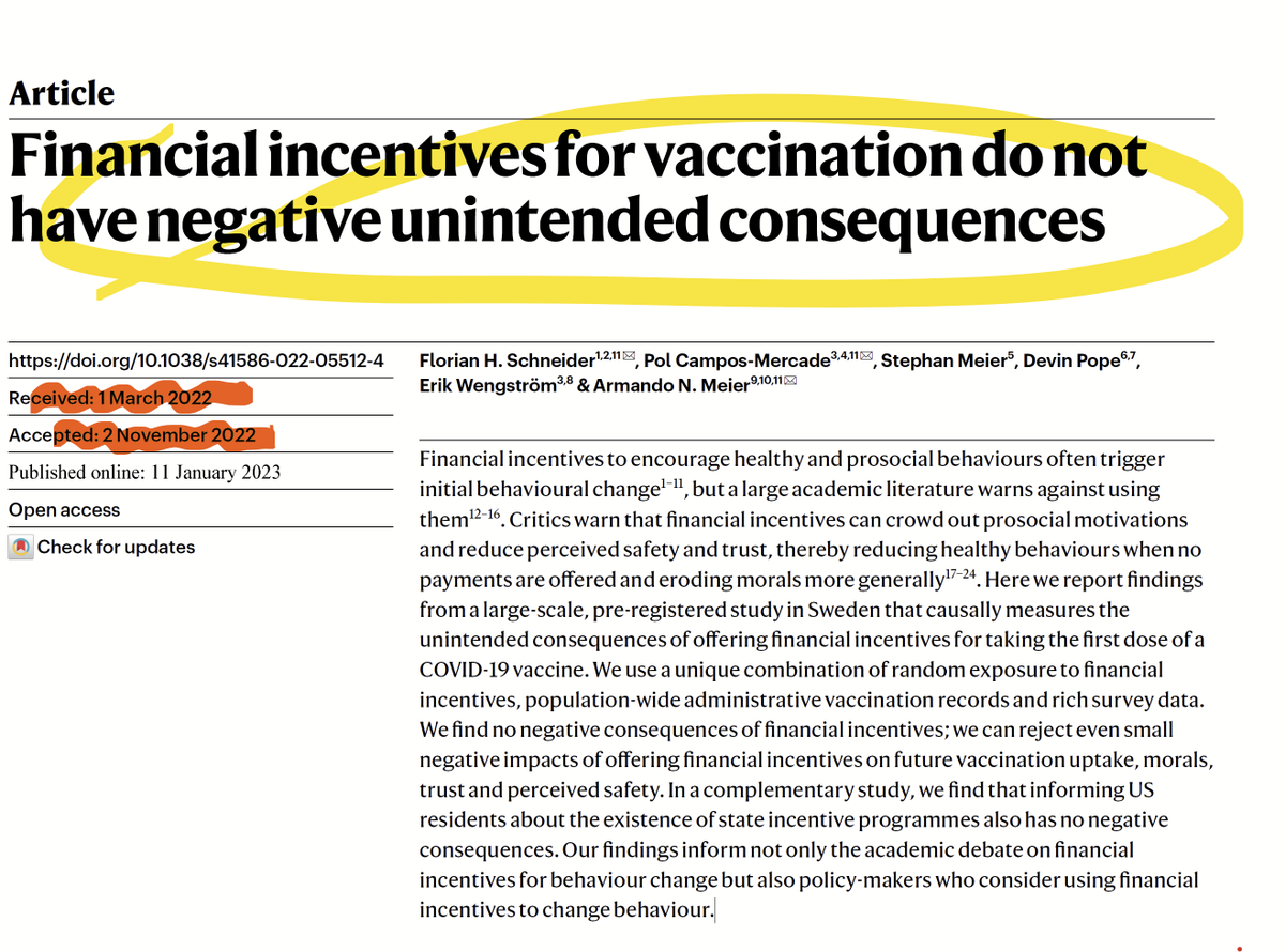 Hi #EconTwitter, 

This short, easy to read #Health #Economics paper, based on simple linear regressions, made it to <a href="/Nature/">nature</a> in 8 months.

Can you guess what would have happened if they submitted to a good #economics journal?

Link: nature.com/articles/s4158…