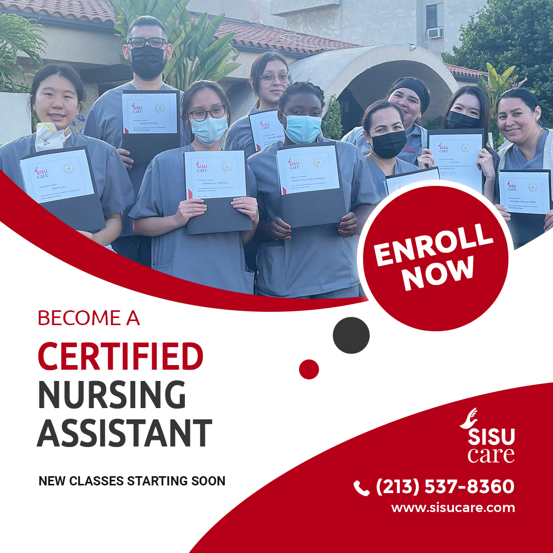 sisu_care's tweet photo. Enroll today at https://t.co/UWZecpLyZy to become a CNA in just a few weeks. Call (213) 537-8360 to know more about SisuCare Online CNA Program!
#cna #healthcare #career #certifiednursingassistant #nursing #cnatraining #cnaonline #enroll #california https://t.co/laeuegEDyn
