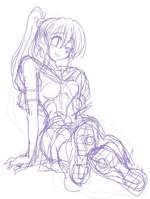 #皆さん線画と塗った後を見せてください
うちの娘若月(アイコンの娘2023描画ver)
ラフ→ラフ着彩→線画仕上げ→完成 