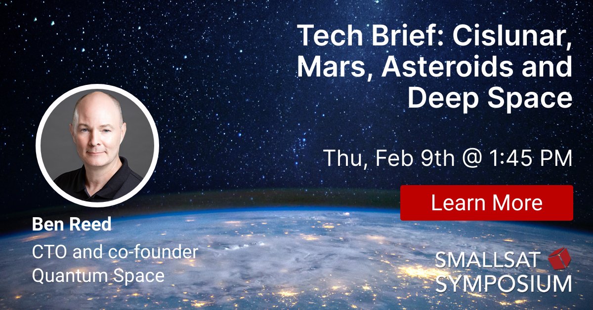 Our CTO, Ben Reed, wil deliver a tech brief at the 2023 Small Sat Symposium in Silicon Valley, February 7th-9th. We hope to see you there, register to attend today: 2023.smallsatshow.com #SmallSatSymposium #SmallSatShow