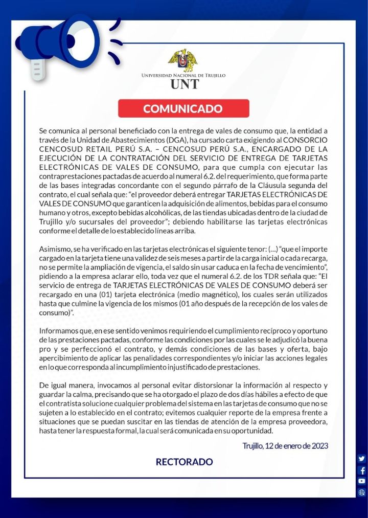 aldamuzofhu's tweet photo. Es increíble que #CencosudPerú a través de @WongPeru y #SupermercadosMetro, se burlen de contratos realizados con entidades públicas como la Universidad Nacional de Trujillo. No respetan los términos de Vales de Consumo dados al personal, queriendo forzar su criterio en compras. https://t.co/zBGUF3VJTf