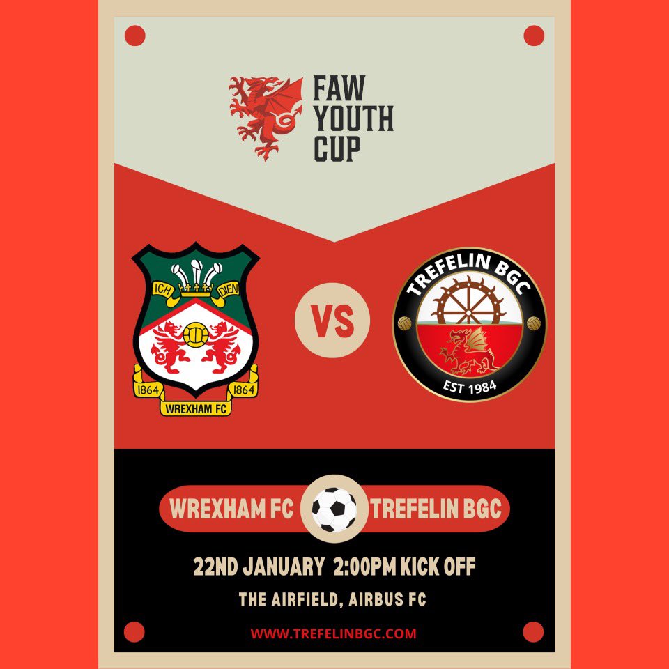 Our Youth team head for a Hollywood tie (😜) in Round 5 of the <a href="/FAWales/">FA WALES</a> Youth Cup as they face the tough trip to <a href="/Wrexham_AFC/">Wrexham AFC</a> . There is a bus running from the club with a few spaces left, DM us if your interested #uppatref #youngguns