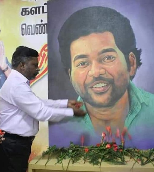 We,the VCK is paying homage to RohithVemula who lost his soul for Social Justice on Jan 17 his 7th death anniversary . He fought against the caste fanaticism in the educational institutes. He was an Ambedkarite who made a great impact on students community. #BLUE_RED_SALUTE