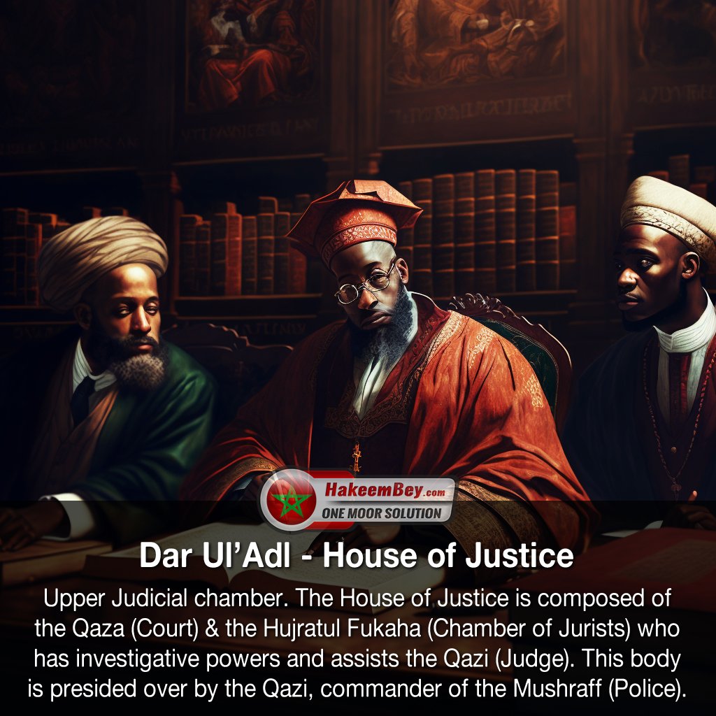 iamhakeembey's tweet photo. #Moorish government structure. Part 6 - Dar Ul'Adl - House of #Justice and #Qazi - #Judge. #Moors #Moroccans #MoorishAmericans #Moabite #Qaza #Court #ai #aiart #midjourney #GraphicDesign #HakeemBey https://t.co/7BpX4PiyT7