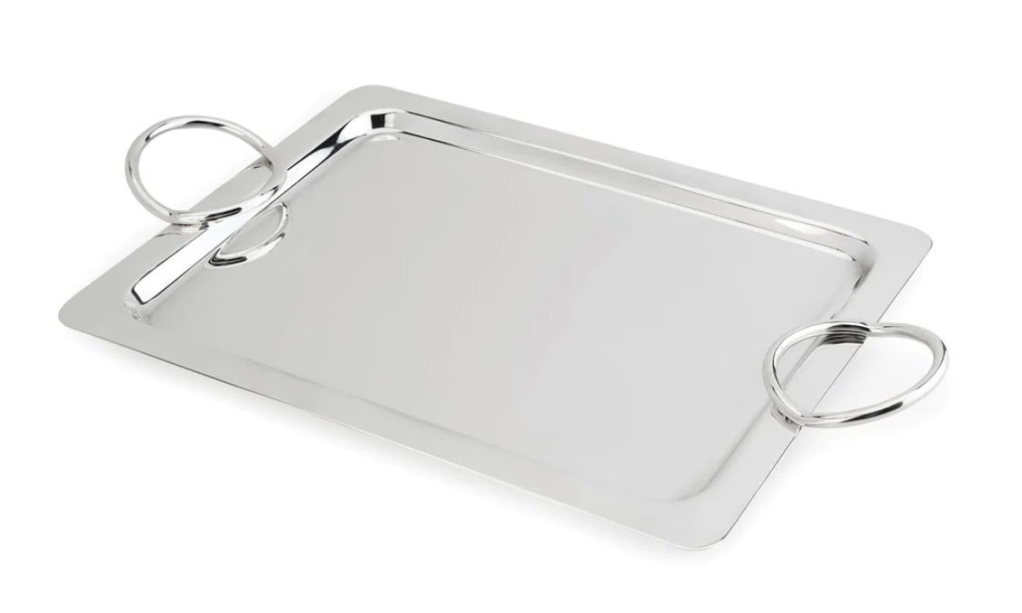 Silver Plated Tray Rectangular available in different sizes  
Made in Italy 
#almunasabah #tableware #ideagift #riyadh #jeddah #cyprus #qatar