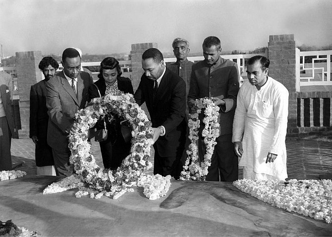 1959:: Martin Luthar King Jr.Visits India,Paying Homage to Mahatma Gandhi at Rajghat 
Luthar King Jr. Said::
"India is the land where techniques of non-violent social change were developed that my people have used in Montgomery,Alabama and elsewhere throughout the American South"