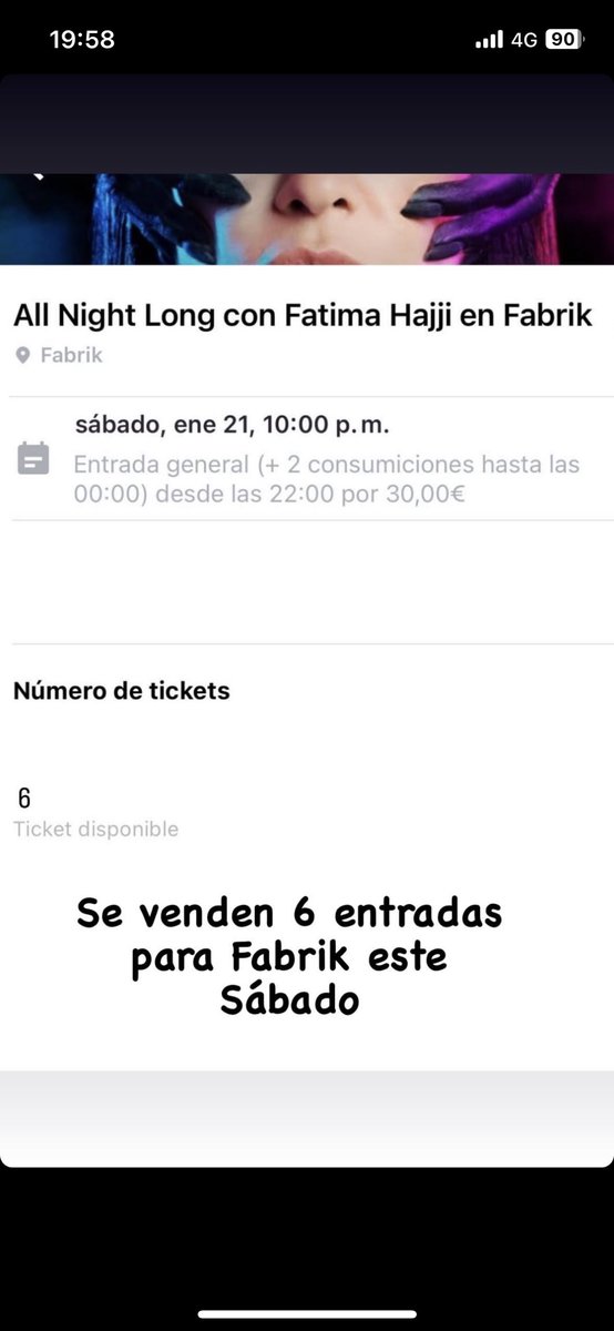 Mrpochiii's tweet photo. Se venden 6 entradas para Fabrik este fin de semana 21 de enero https://t.co/zWFcq7gSzU