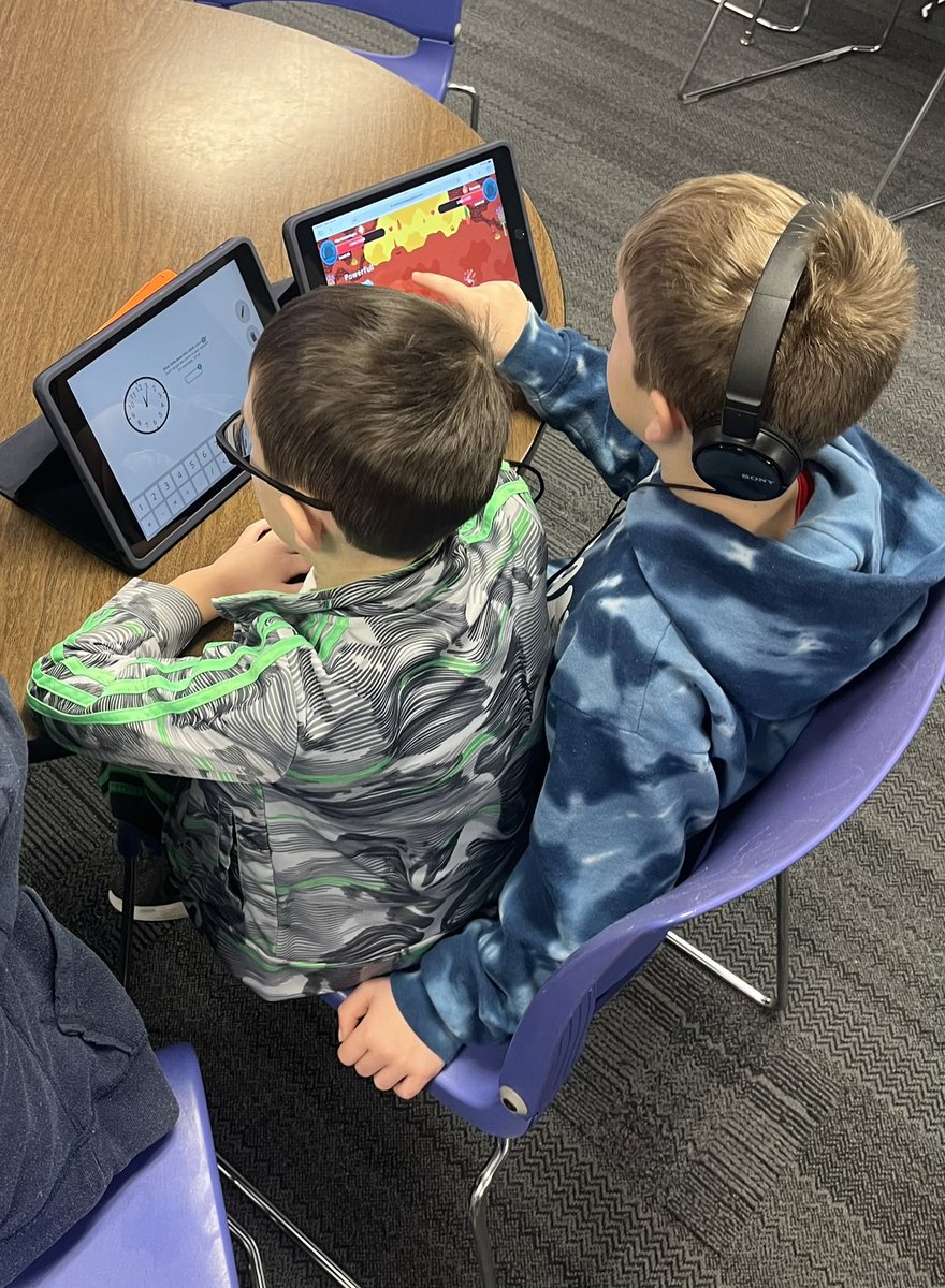 artgove's tweet image. First graders mentoring kinder kid. Leveling up with challenges set in Prodigy!#prodigymath#hudschools