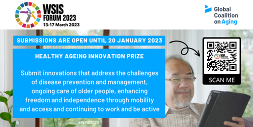WSISprocess's tweet image. #WSIS recognizes the efforts of the community working towards healthy ageing
Submit your innovative projects that are leveraging the use of #ICTs towards #ActiveAgeing &amp;amp; win

 @ITU @WHO @UNDESA @MWHodin @HinounouGlobal 
ℹ️bit.ly/3kjaYU8

#DigitalInclusion #SilverEconomy