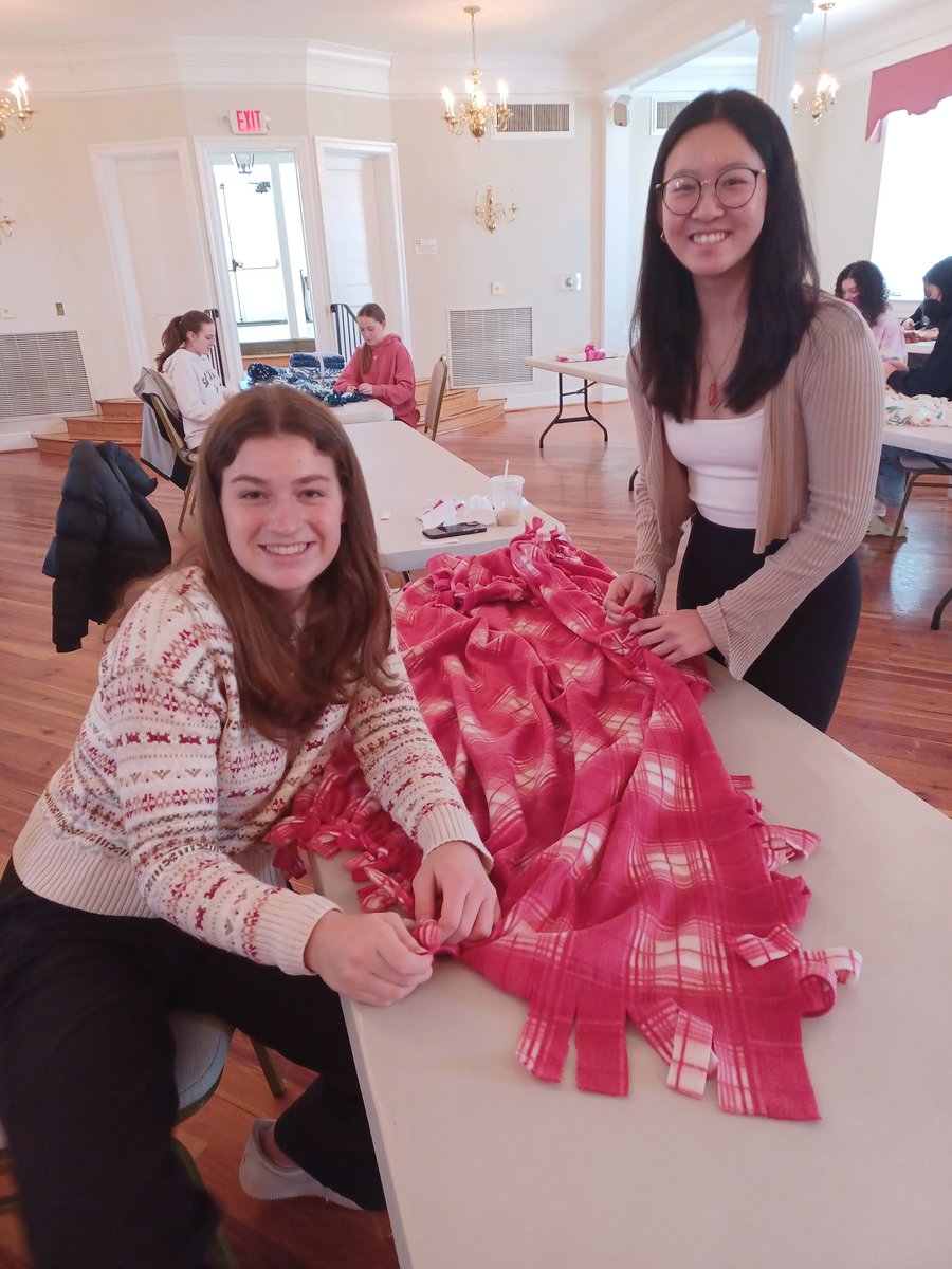msgammie's tweet photo. LEO Club students making blankets for Operation Smile! #MLKDay2023 @HaddonfieldHS https://t.co/Bx8gvz9L99