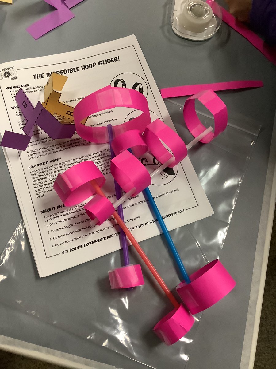 Gamerd0g's tweet photo. Third grade flight engineers "took off" in their studies of the Forces of Flight! Helicopter designs were tested for weight and lift. Hoop gliders tested thrust and drag. Our day was nothing but smiles from successful engineers! #STEM @Boeing #forcesofflight #science https://t.co/Hdzc9Sbn7v