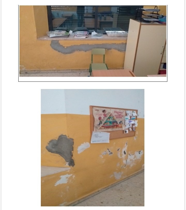 que_dices10's tweet photo. @PSOEAytoSevilla @antoniomunozsev @jmfloresSVQ @FranPaezSev @NANIAGUILAR2 ¿Qué opinión merece que colegio público de Sevilla, cuyo mantenimiento a cargo del Ayuntamiento, no disponga de calefacción (estropeada hace meses), padres hayamos tenido que llevar nuestros calefactores, niños dando clases con abrogos y con este estado?
CEIP Borbolla en Nervión https://t.co/jUHfZnwfBY
