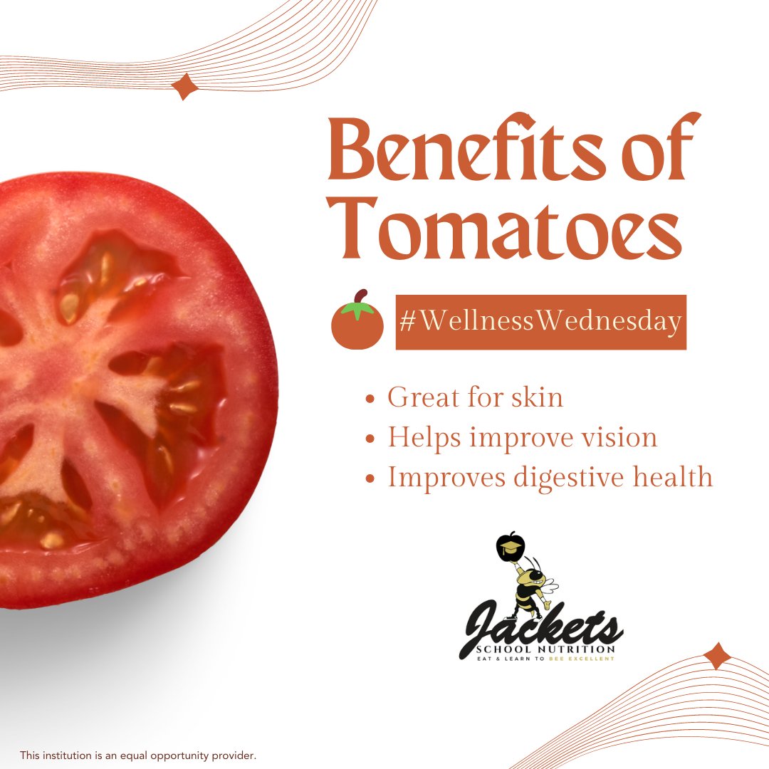 Tomatoes are the third most popular vegetable! 🍅

#wellnesswednesday #wellness #studentwellness #schoolwellness #wellnessinschools #tomatoes #tomato