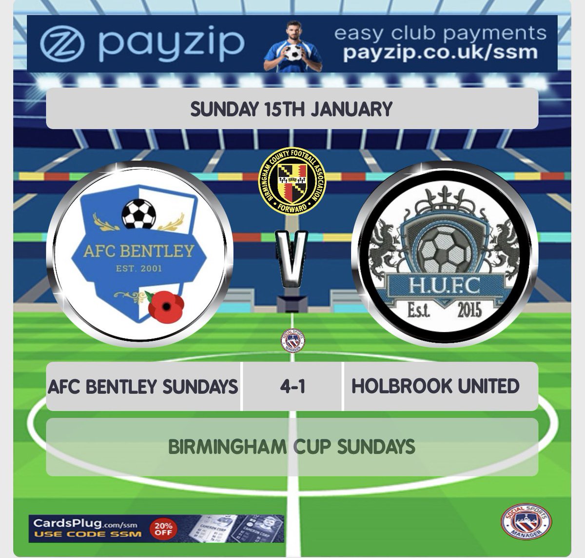SundaysAFCB's tweet photo. Our First game of 2023 saw the lads run out 4-1 winners against Holbrook United securing a place in the semi final of the Birmingham Cup

The lads were fantastic hopefully taking the momentum into next weeks game against @RakegateFC in the Vin Boden Cup https://t.co/Ik1PgA5Z6h