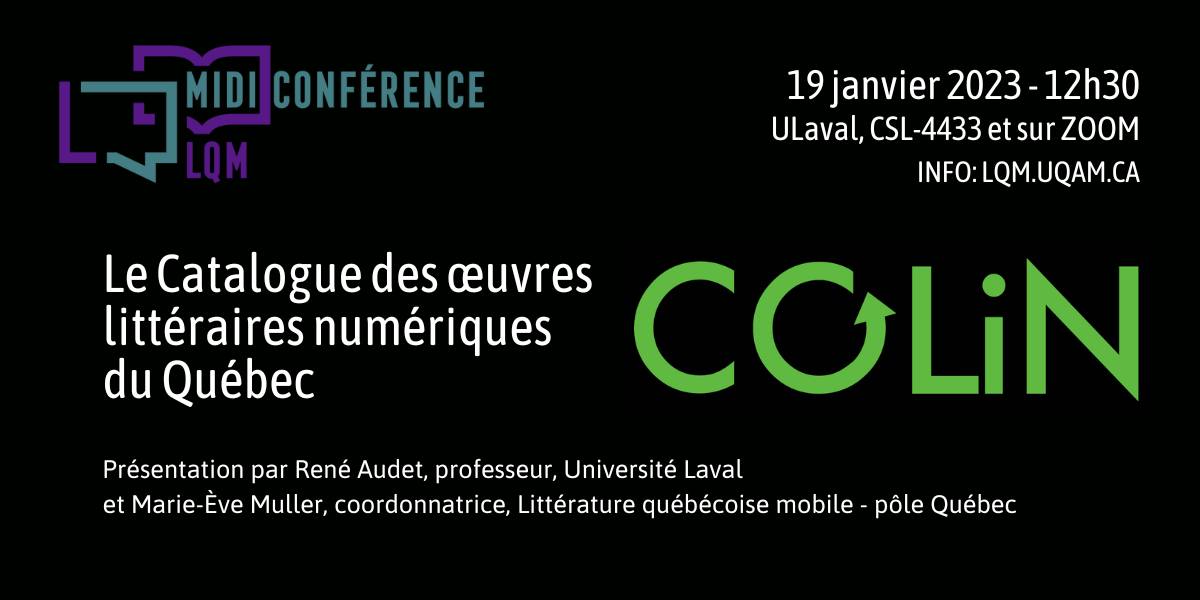 🔥À ne pas manquer ! Midi-Conférence LQM de René Audet et Marie-Ève Muller, demain à 12h30 !

fb.me/e/2jcXSIfWg