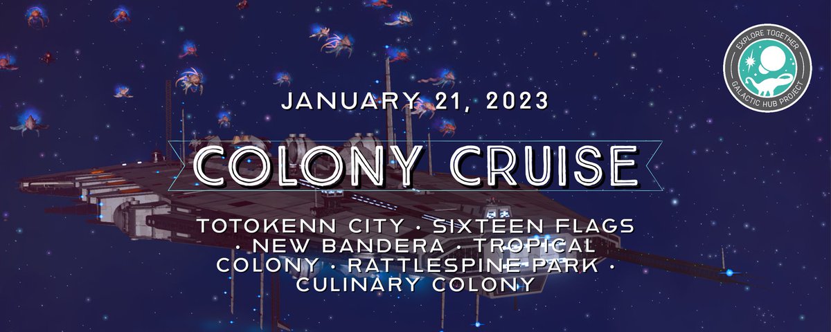 Ever wonder what the colonies of the #GalacticHub are all about? Join us on our discord for a first class tour and special events at every stop! 
#NoMansSky