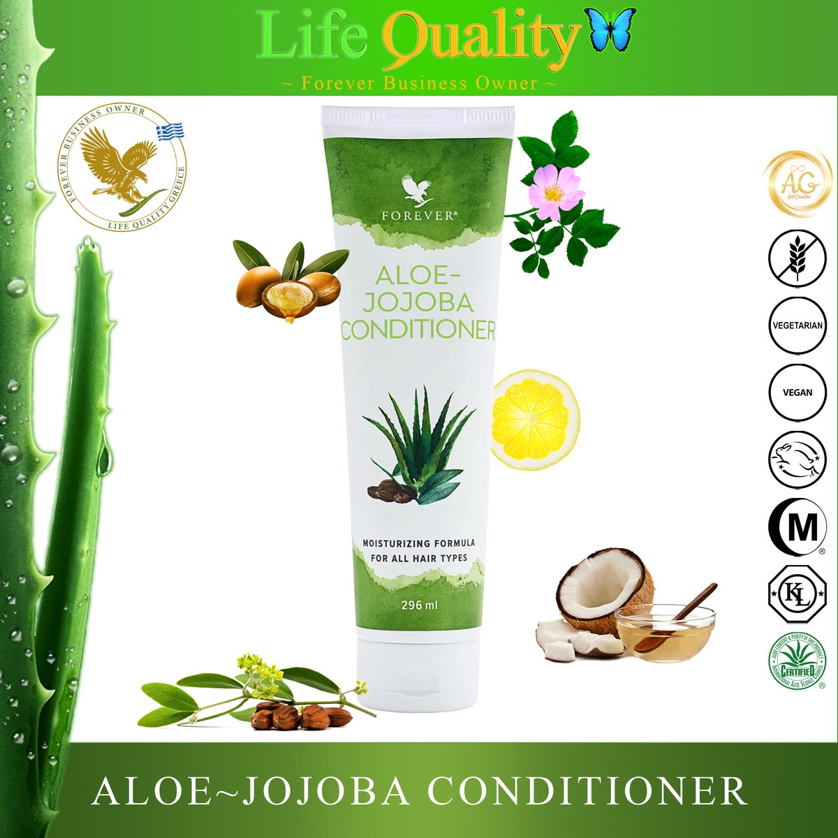LifeQualityShop's tweet photo. 🫧ALOE ~ JOJOBA CONDITIONER 💧
🆔Κωδικός: 641

🛍Αγορά Τώρα:
🔗https://t.co/Vt2KiSZPSX

#SKU641 #AGArtCreator #JojobaConditioner #AloeVera #Jojoba #ArganOil #VitaminB5 #WildRose #AloeVera #LifeQuality #ForeverLiving #GlutenFree #Vegan #Vegetarian #CrueltyFree #IASC #Kosher #Halal https://t.co/fusyRAR6SH