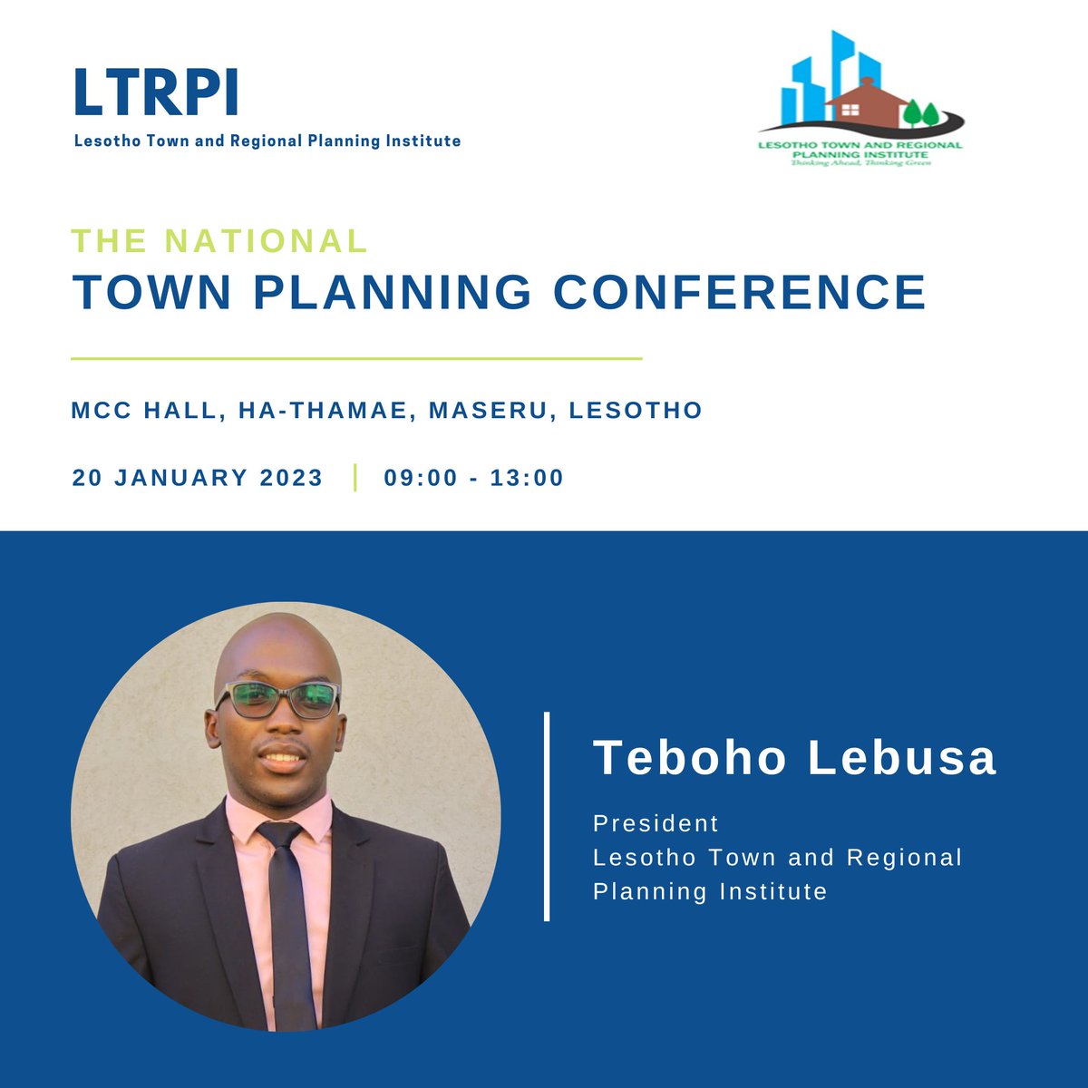 The President of the Institution and our keynote speaker for the National Town Planning Conference, Mr. Teboho Lebusa.