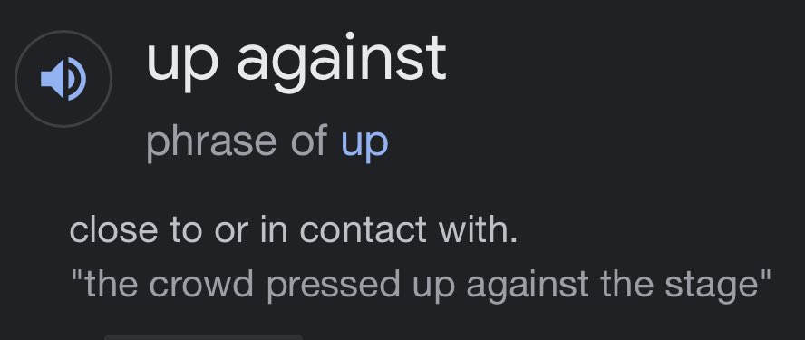 benhomer3's tweet photo. @njpc1888 @fesshole You’ve never heard the term “up against” https://t.co/iJVHCaoGg2