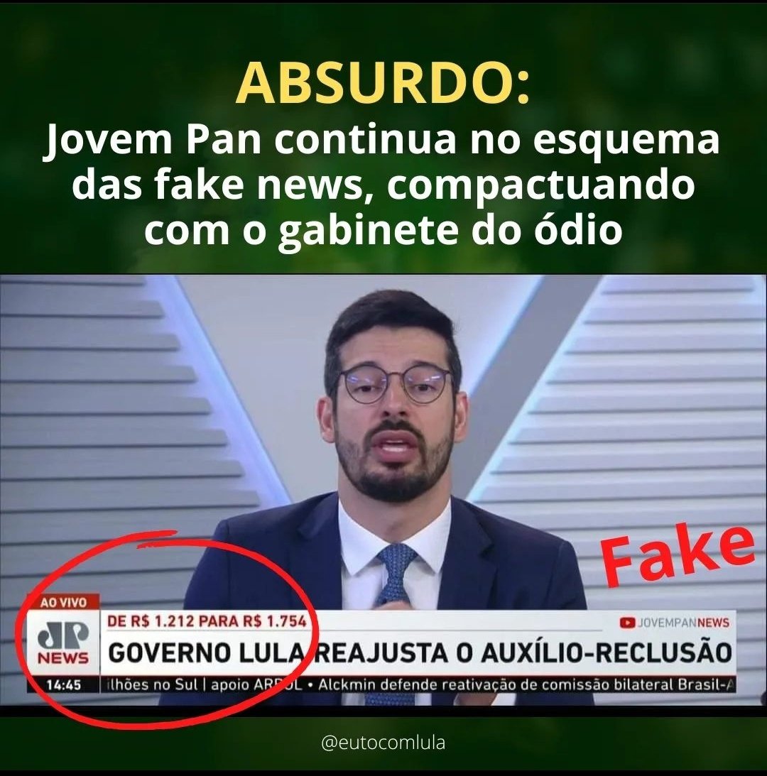 lfica1's tweet photo. Tá faltando o que para derrubar a Jovem Pan? Derruba logo essa porra! Não presta pra nada, só desinformação e Fake News. https://t.co/NG67nVgnIE