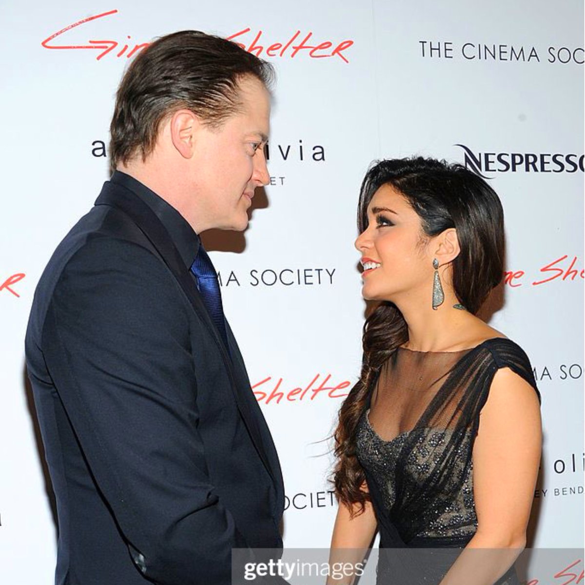Brendan Fraser and Vanessa Hudgens at a screening of their film Gimme Shelter in 2014.