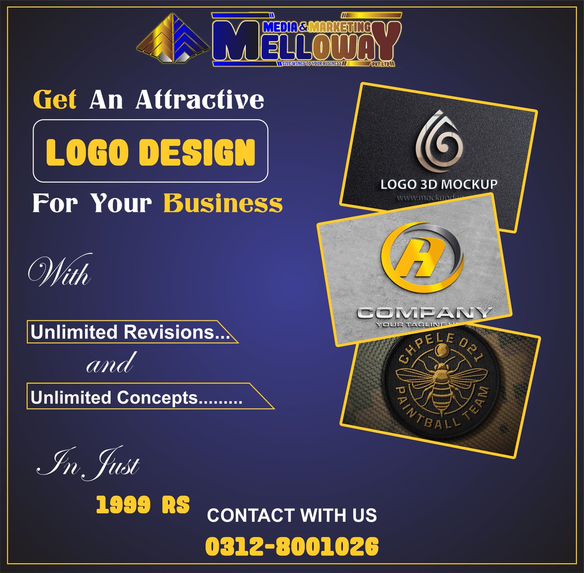MellowayMedia's tweet photo. get the business logo in just 1999 Rs 
best marketing and media company in Pakistan https://t.co/lxmPxafLst