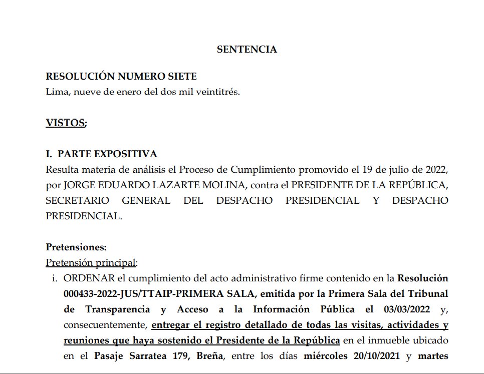 Manuel Romero Caro (@romerocaroperu) on Twitter photo La Corte superior de Lima ordena que Castillo revele los nombres de las personas con las que se reunió en el inmueble del Jirón Sarratea, o incurrirá en un nuevo delito. Felicitaciones a los que hicieron que esto sea posible. La Corte superior de Lima ordena que Castillo revele los nombres de las personas con las que se reunió en el inmueble del Jirón Sarratea, o incurrirá en un nuevo delito. Felicitaciones a los que hicieron que esto sea posible.