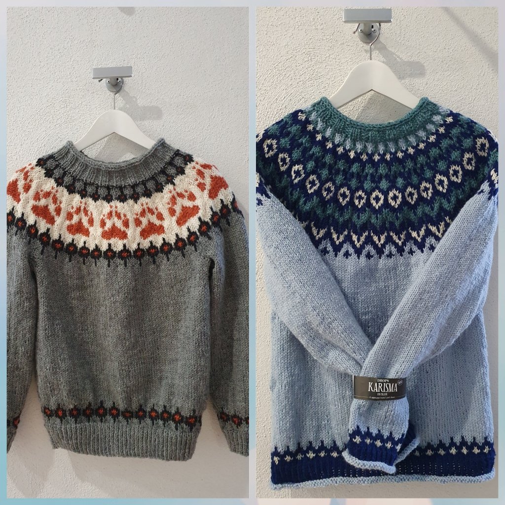 Muutama villis lisää 😅 Onneksi aloitin 5-luokkalaisen kanssa kansalaisopistossa espanjankielen alkeet, niin ei lasten kaapit aivan tursua näitä tekeleitä. #neuloosi #riddari #erämaa #islantilaisetvillapaidat #norjalaisetvillapaidat