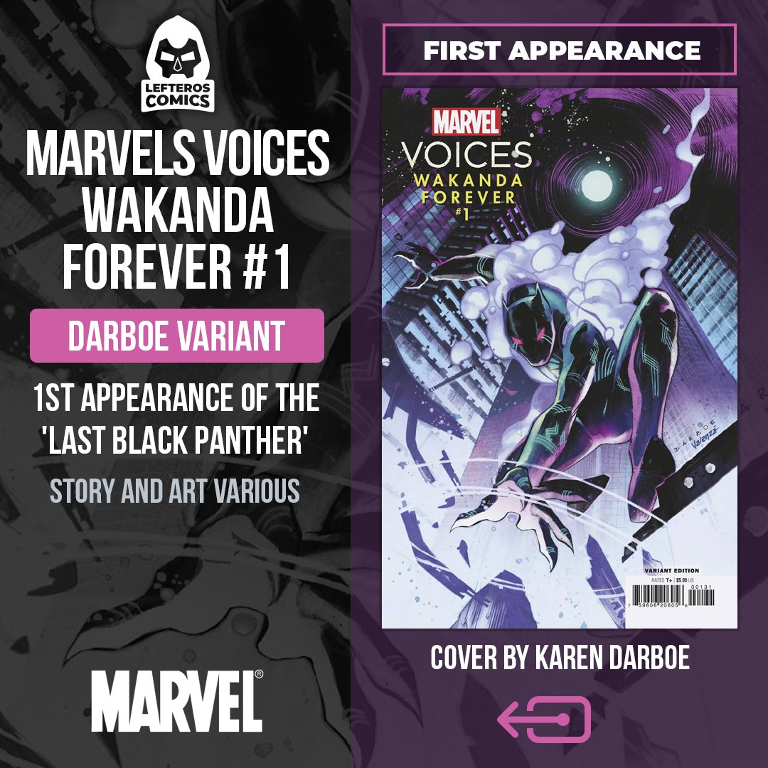 LefterosComics's tweet photo. Get your #FOCcomics orders in! My featured selection is MARVEL VOICES WAKANDA FOREVER #1 @ksdarboe Variant! The first cover app of the last #BlackPanther! For weekly selections, presented in collaboration with @covrprice, follow me on Instagram: https://t.co/O8rTOVmHRX https://t.co/JiKJOHs4j8