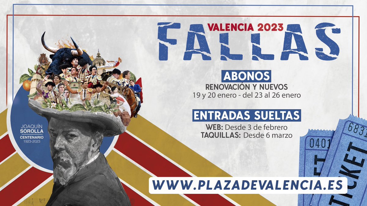 plazadevalencia's tweet photo. [🎟️ 𝙑𝙚𝙣𝙩𝙖 𝙙𝙚 𝙚𝙣𝙩𝙧𝙖𝙙𝙖𝙨] La cuenta atrás⏳de #fallas23🔥 comienza este 𝐣𝐮𝐞𝐯𝐞𝐬 𝟏𝟗 𝐝𝐞 𝐞𝐧𝐞𝐫𝐨 con la renovación y venta de nuevos abonos👏🏻 

📣¡Con la novedad del 𝟐𝟓% 𝙙𝙚 𝙙𝙚𝙨𝙘𝙪𝙚𝙣𝙩𝙤!☺️ 

➕ Info, plazos y precios
🔗 https://t.co/hxt7BU06S1 https://t.co/Al75ApQoMU