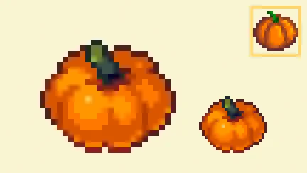 pumpkin-a stardew valley fall favorite, grown for its crunchy seeds and delicately flavored flesh :) 