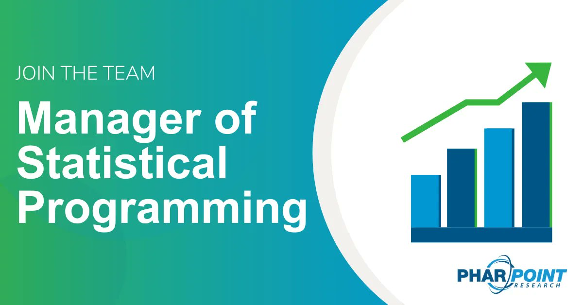 PharPoint is NOW HIRING: 
Manager of Statistical Programming. 

We are looking for someone w/ 7 years of relevant experience in clinical research preferred. Four years of successfully leading programming activities in clinical research are required. 

buff.ly/3QGfbxj
