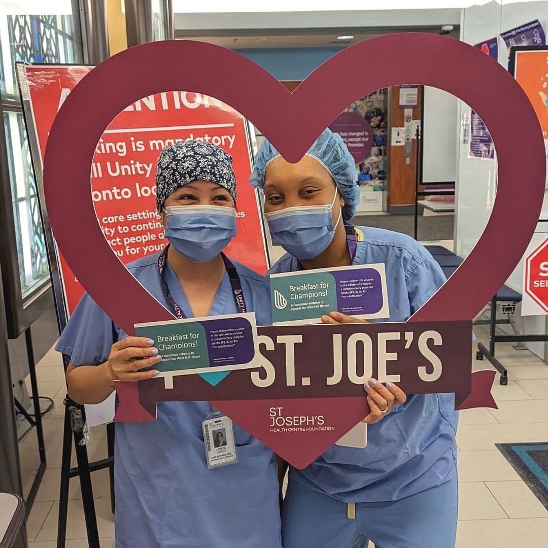 StJoesFdnTO's tweet image. Thanks to Roncesvalles Guardian Pharmacy &amp;amp; Pollocks Home Hardware for lifting the spirits of our healthcare teams with complimentary breakfast! Instead of feeling blue, our frontline teams feel appreciated for all they are doing in making your best care experiences even better