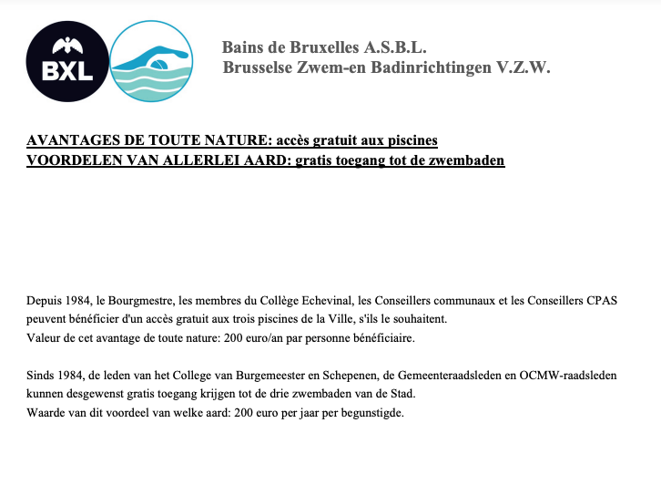Le privilège des échevins à Bruxelles: ils augmentent le prix de piscine de 300% pour les gens qui nagent régulièrement - mais entretemps ils peuvent nager gratuitement. Facile d'augmenter les prix quand on est pas concerné ... #bruxelles #piscines #ptb 
bruxelles.be/sites/default/…