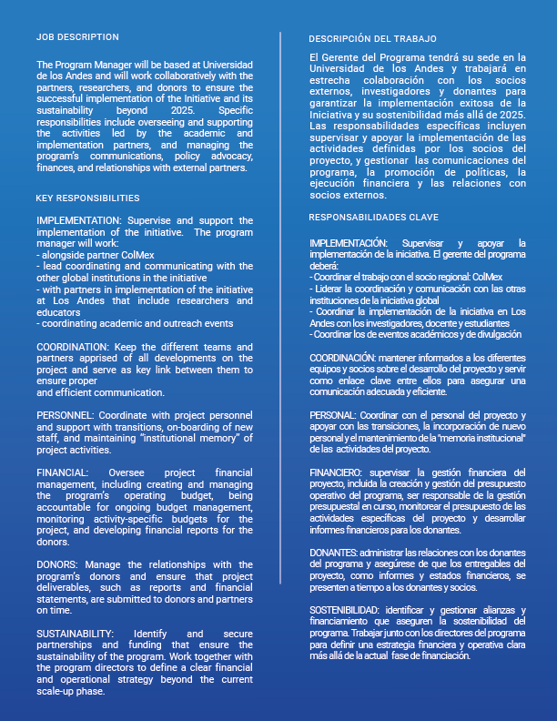 EconomiaUAndes's tweet photo. 📣 We are hiring! | ¡Estamos contratando! 
TREES iniciative Program Manager
More info - Más información 👉 https://t.co/ENT0aAAMOu👇 https://t.co/HCDQc3W4p3