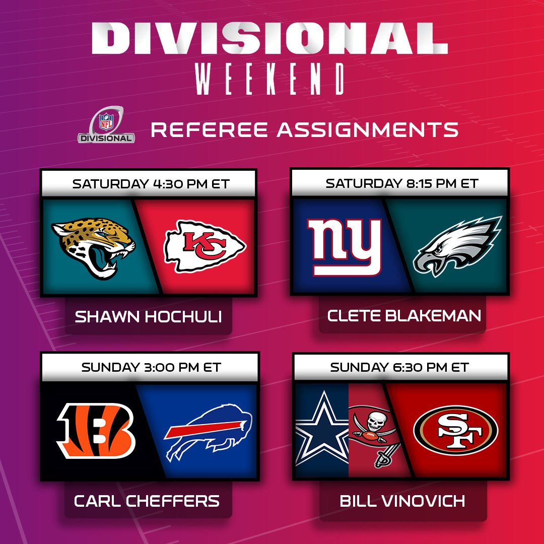 NFL Officiating on X: 'Divisional Playoffs Referees