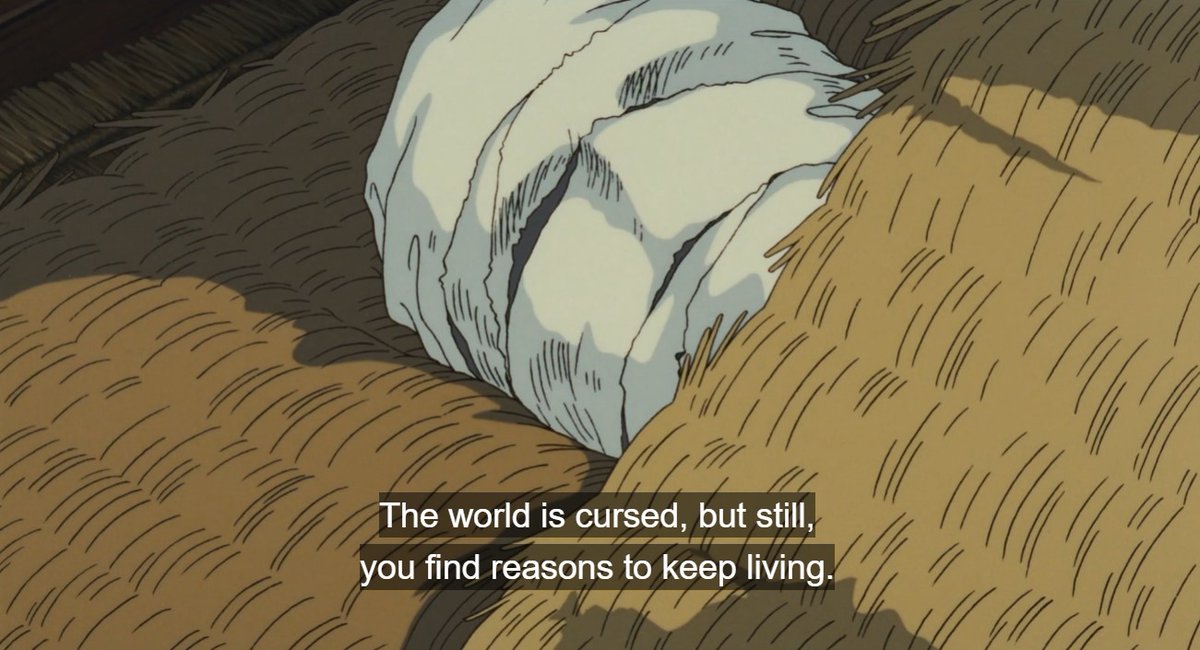 Life is suffering. It is hard. The world is cursed, but still, you find reasons to keep living.
~ Osa || Princess Mononoke

#Anime #AnimeQuotes #Quotes #QuotesDaily #AniTwt #PrincessMononoke #MononokeHime #StudioGhibli