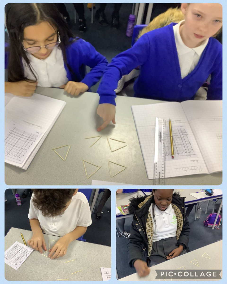 Year 5 had fun using cocktail sticks to explore the topic of dividing and remainders. How many triangles can you make with 13, 14 or 15 sticks? <a href="/NHP_WAT/">Northumberland Heath Primary School</a>