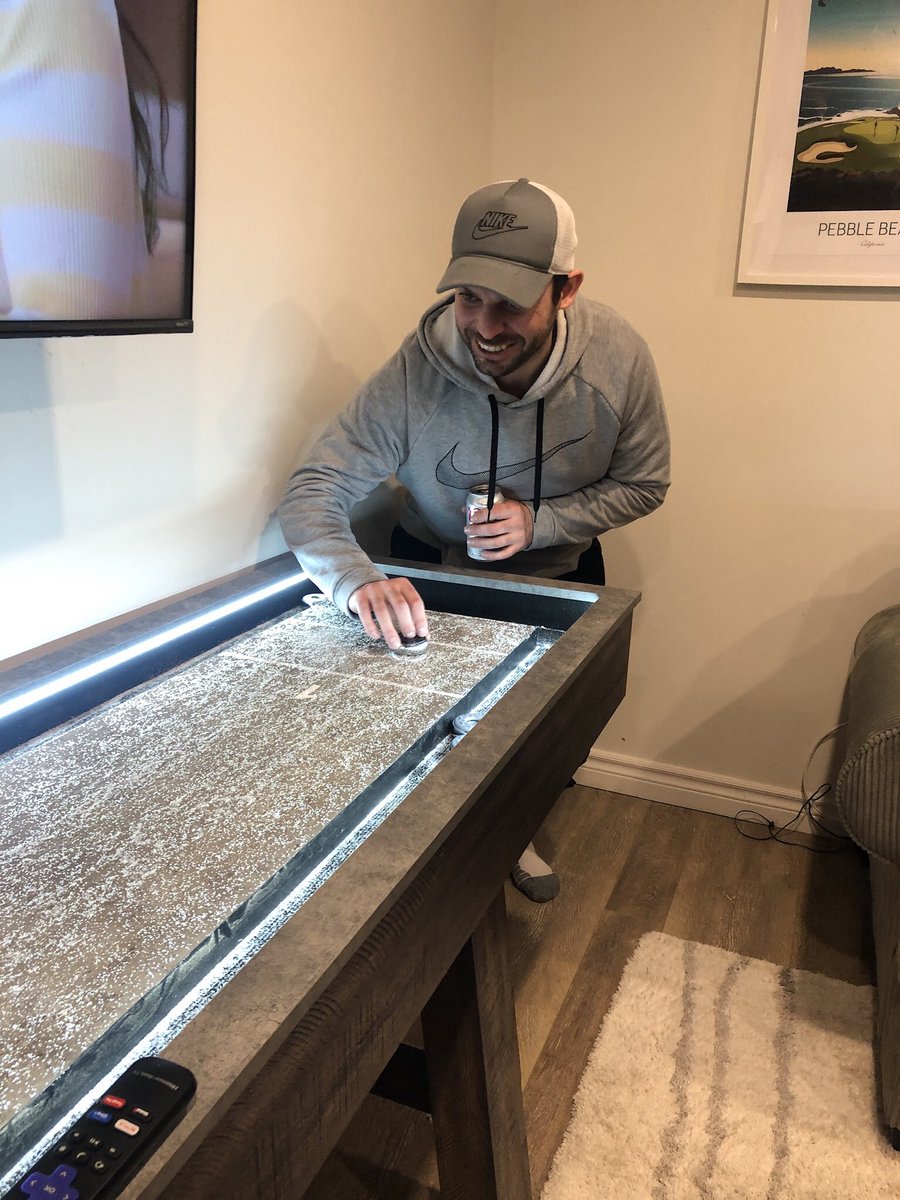 Korbrown's tweet photo. Danny made it to the shuffleboard tourney thanks to @jamiemclennan29 @BookCameo Thanks Noodles! https://t.co/0s4MzfAlk4