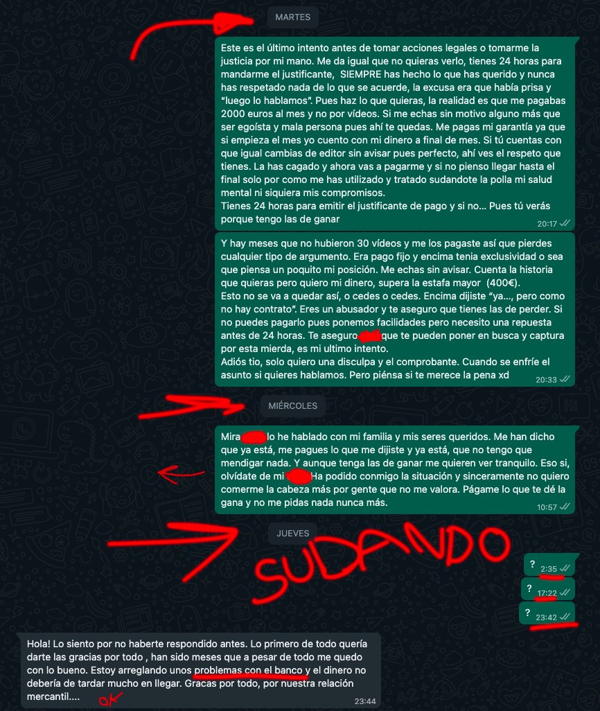 EkkoYT's tweet photo. No puedo mas con esta situación, en general con este oficio tan poco valorado. En 24 horas si no he recibido un comprobante haré publico el nombre de esta mierda de persona. Juzgad vosotros mismos (Abajo conversación con su hermana dándome la razón) https://t.co/Izpcka12vq