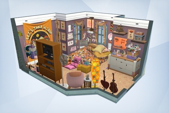 MonniZ333's tweet photo. Cute little Hippie Bedroom with CC! #TheSims4 #ShowUsYourBuilds #TheSims #Sims #CC #CustomConent #Hippie #Psychedelic #Trippy #60sVibe https://t.co/GtHO5zkFrg