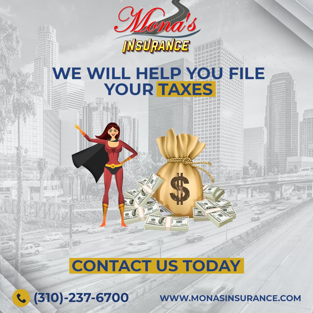 If you are yet to file your taxes, don’t worry and come to us. Our experts will help you immediately.

#insurance #commercialinsurance #workerscomp #cheapinsurance #Hawthorne #Inglewood #LosAngeles  #monasautoinsurance #autos  #businessinsurance  #TaxSeason #Taxes #FileYourTaxes