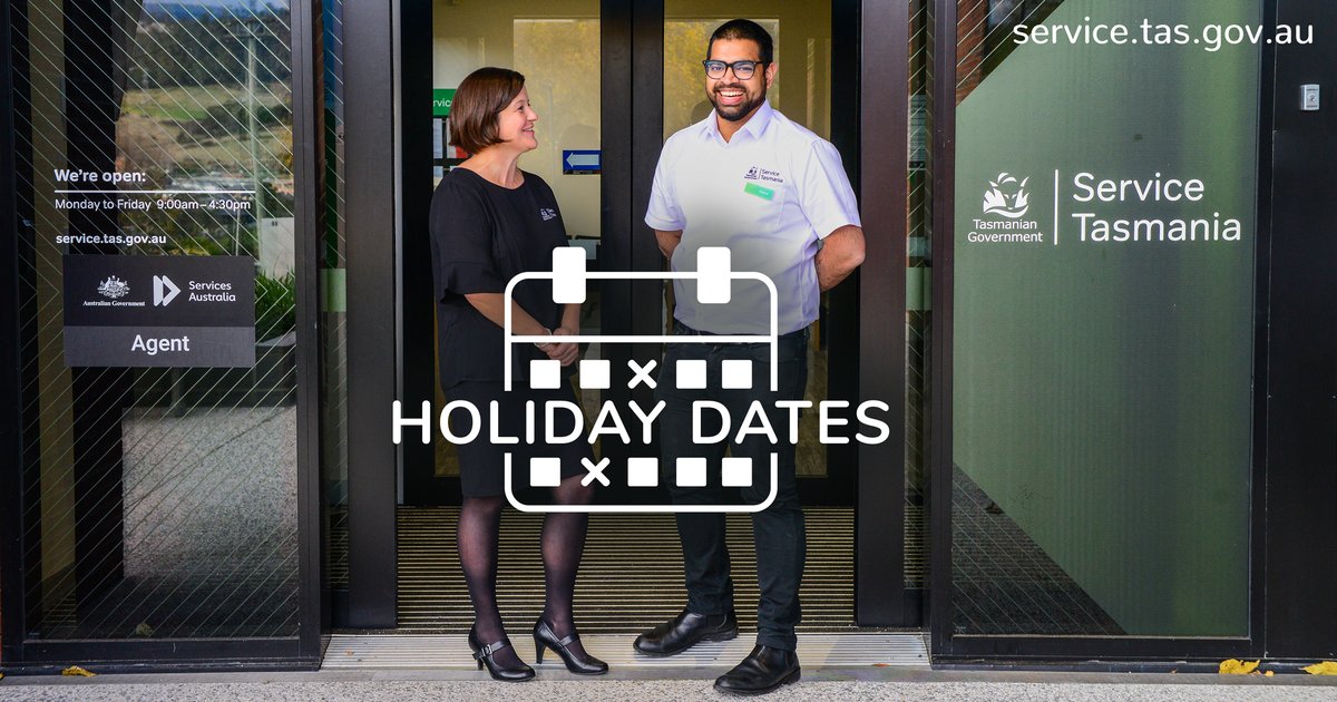 ServiceTasmania's tweet photo. We’re pretty lucky in Tassie to have so many public holidays, but it does mean that access to our services can be disrupted. If you don't want to get caught out when you need us, visit our website for the full list of closures throughout 2023.
 
ℹ https://t.co/6eR0h9JLkR https://t.co/qpudSQcNVI