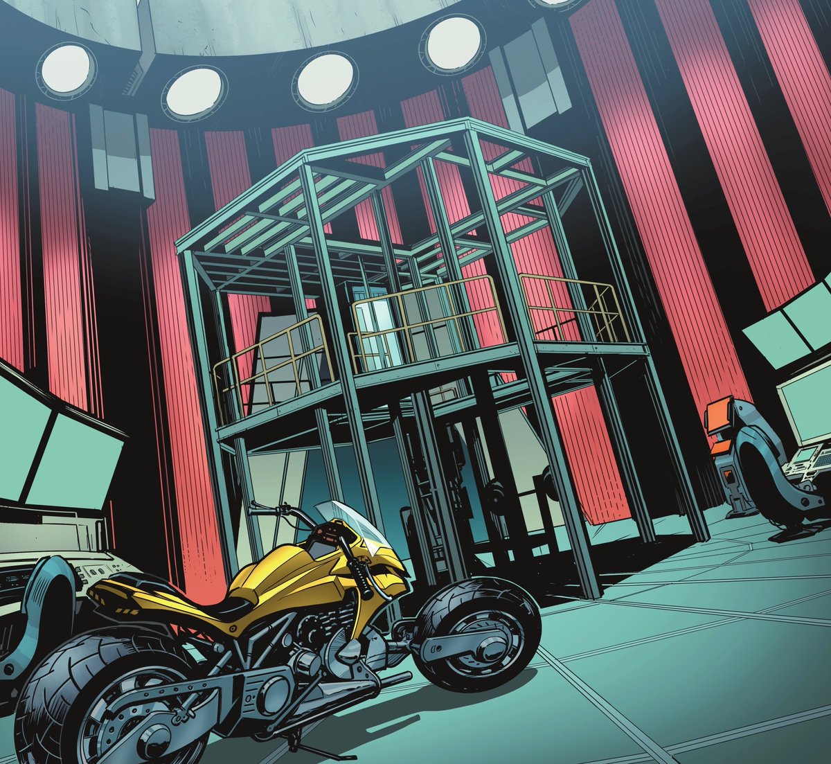 Of course friends and the Bat-Family are welcomed in his hideout (The Hatch).

Just don’t touch the bike.