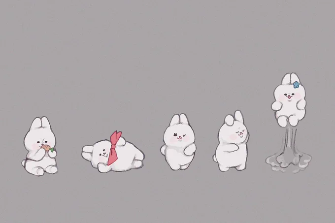 全く統率の取れてないムチムチのうさぎ描いた 