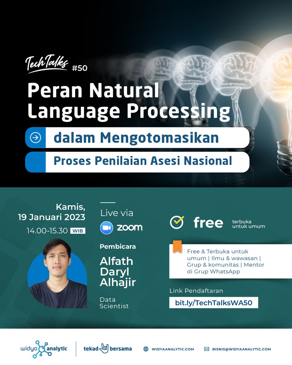 widya_analytic's tweet photo. Yuk kita bergabug di Tech Talks #50 dan diskusi lebih banyak tentang NLP. Produk NLP sering kita gunakan sehari2 lho, contohnya serach engine, Siri. 

Daftar di https://t.co/2Pnt5BeCLd https://t.co/LUHSfvT4d4
