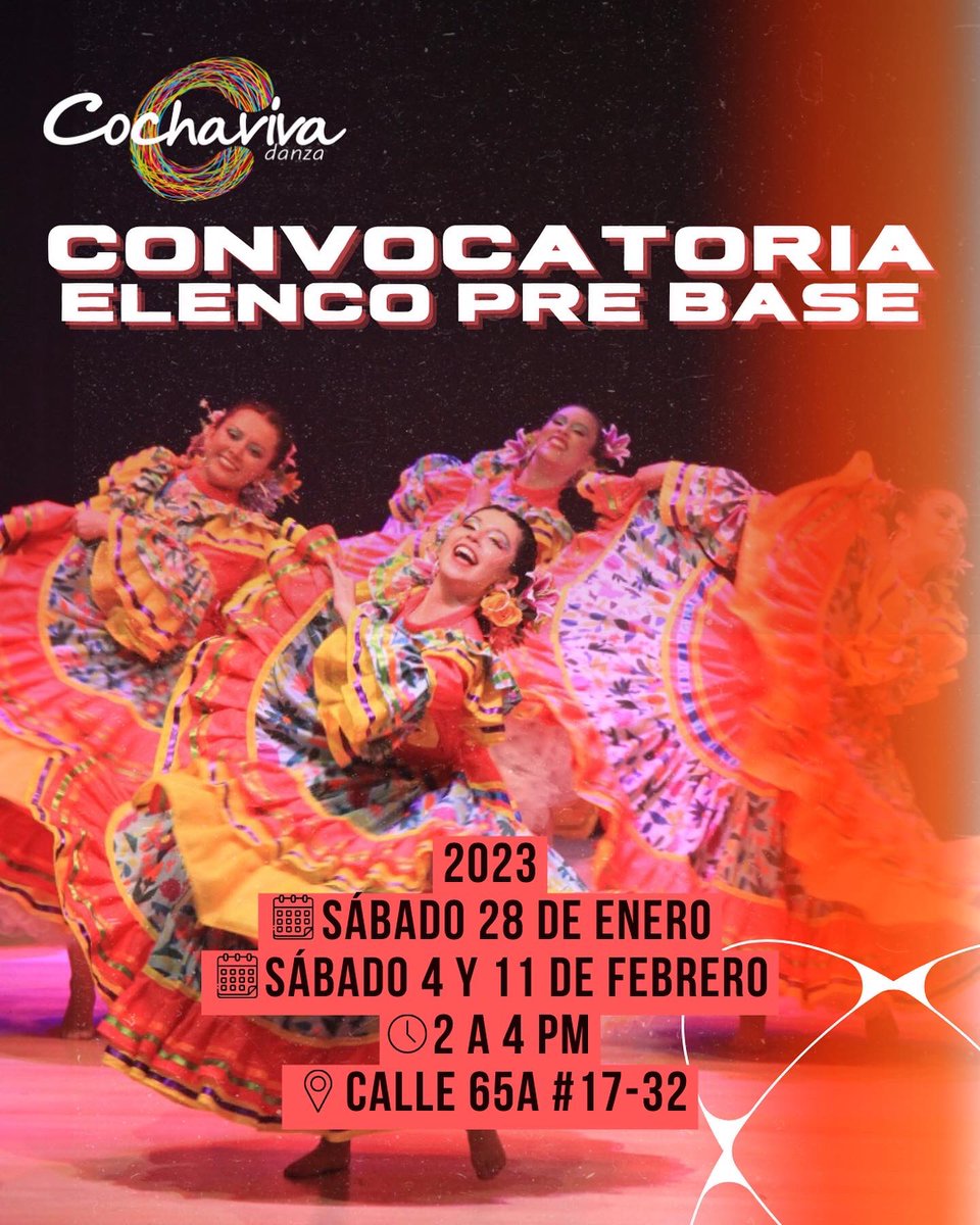 cochavivadanza's tweet photo. 📣Se parte de nuestra nuestra corporación, Inscríbete en el link de nuestra biografía.👆🏻
-
Te esperamos en las fechas y horarios establecidos.
-
Para más información escríbenos o contáctanos vía WhatsApp +57 313-3504099.

#Cochaviva #CochavivaDanza #Convocatoria #Danza #2023 https://t.co/2zuh0x4S9Y