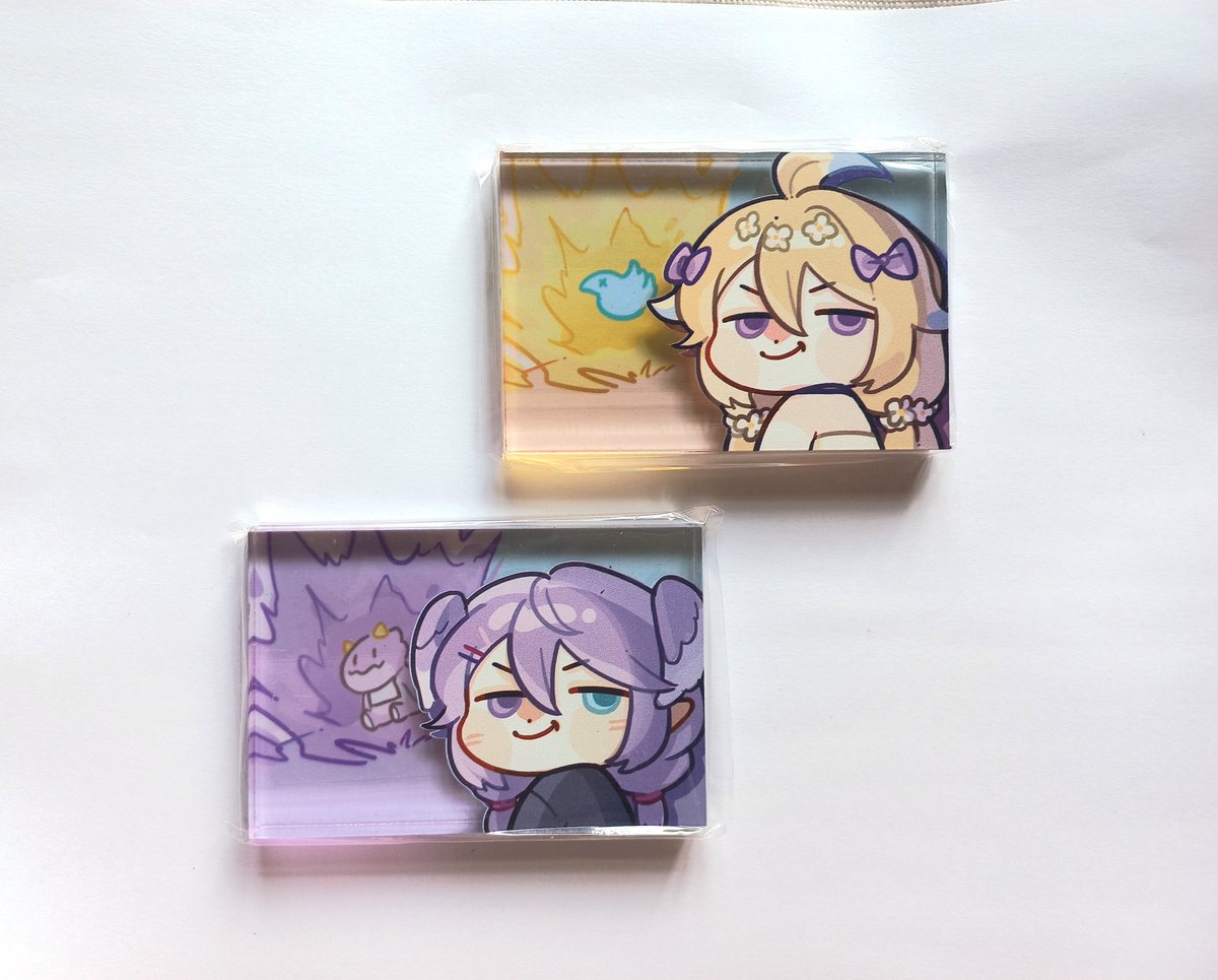 1__2_san's tweet photo. #EnnaAlouette #SelenTatsuki 
So I drew and ordered acrylic blocks that can be used as a brick, a weapon, a standee, a stone, a papperweight, a decoration,... https://t.co/XqQXUXLtSA