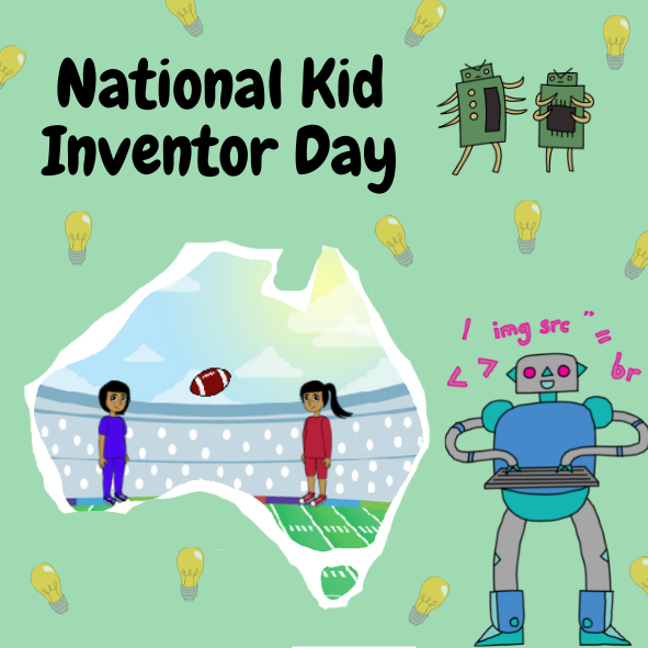 CodeClubAus's tweet photo. It's National #KidInventor day!
Our challenge to you - try our #CodeofOrigin game, Kick Off, and then submit your project to be added to our Code of Origin studio! Find all the information you need at https://t.co/MUUXc7bXhO https://t.co/DHsoOEBlLt