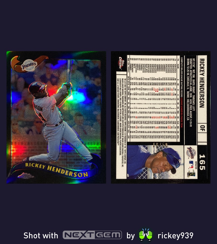 rickey939's tweet photo. RICKEY HENDERSON 2002 TOPPS CHROME BLACK REFRACTOR #'D 18/50
https://t.co/qPZl5PSJQq
#RickeyHenderson #toppschrome #BlackRefractor #thehobby
@nextgemapp https://t.co/1i5tvgKbDs